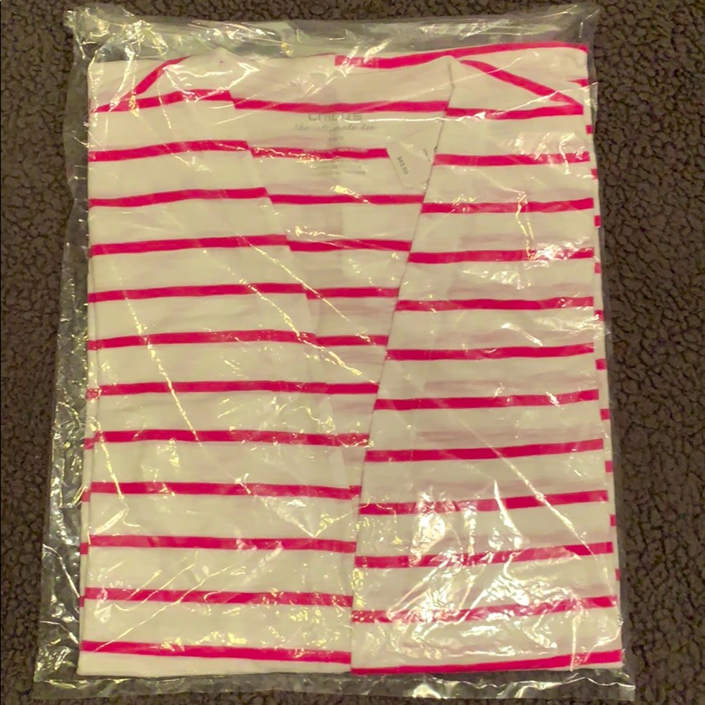 Chico’s pink/white open cardigan; size 0/S 🌸NWT🌸